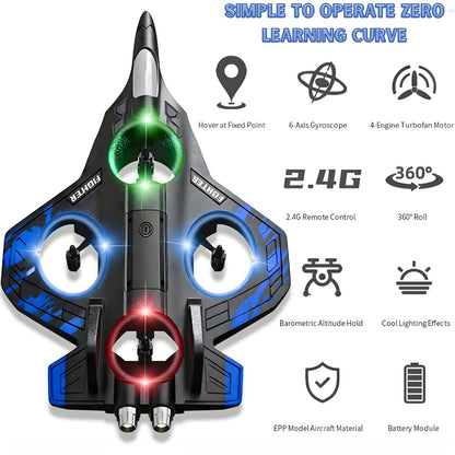 SkyStrike™ Mini Fighter Drone – LED Hand-Control Flying Toy