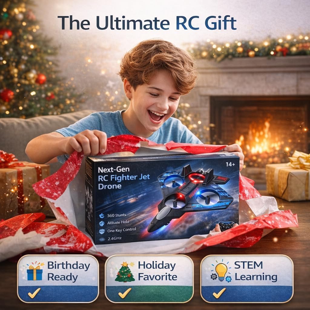 SkyStrike™ Mini Fighter Drone – LED Hand-Control Flying Toy