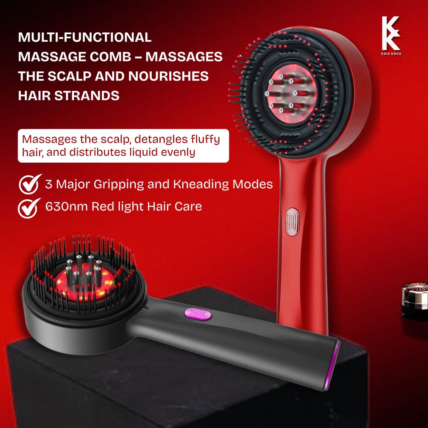 ScalpGlow™ 5-in-1 Electric Hair & Scalp Massager Brush